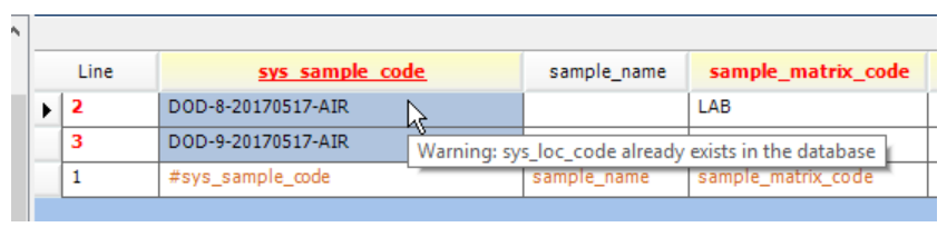 sys_sample_code already existent in database