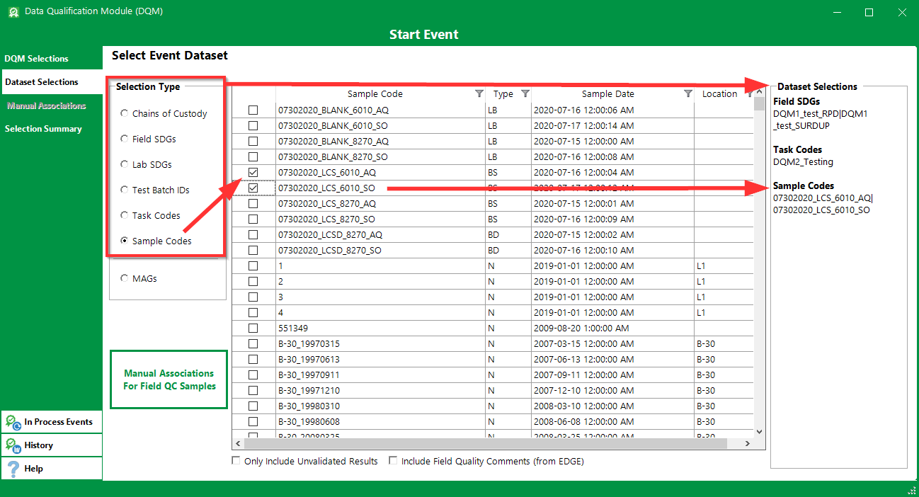 DQM_Start-Event-QAPP-Data-Selections