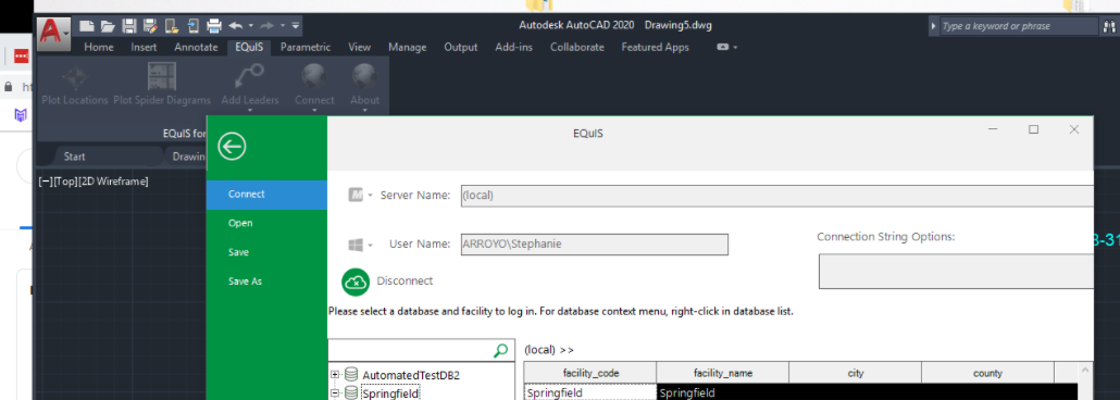 EQuIS_for_AutoCAD_connect_to_db