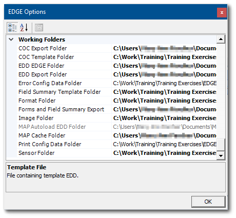 EDGE-Options-Working folders